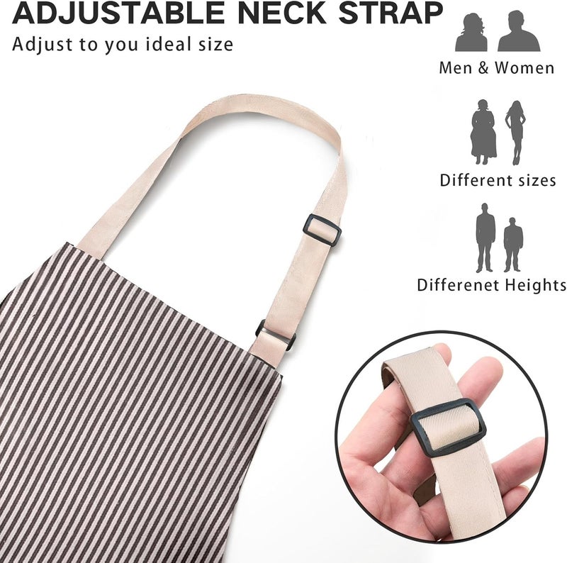 BeLuyi Adjustable Bib Apron with 2 Pockets Chef Cooking Kitchen Restaurant Aprons for Women Men - Image 1